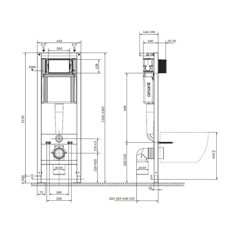Piekarināmās tualetes komplekts Cersanit S701-754. 20x41 cm
