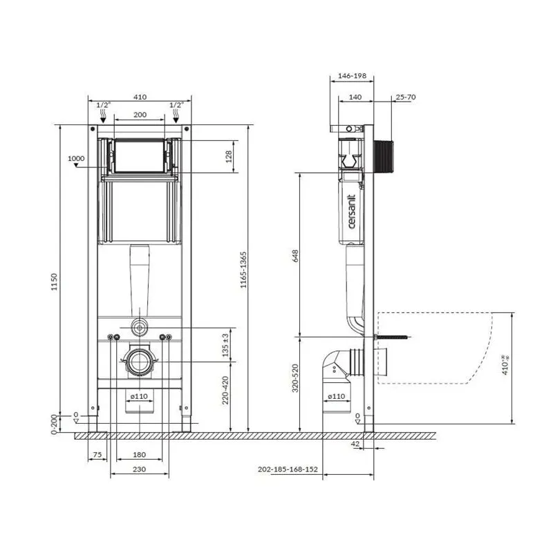 Pakabinamojo unitazo komplektas potinkinis Cersanit S701-754, 20 cm x 41 cm