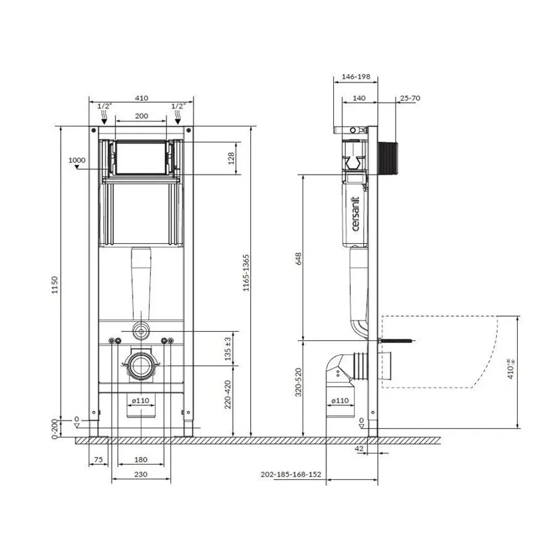 Pakabinamojo unitazo komplektas potinkinis Cersanit S701-754, 20 cm x 41 cm