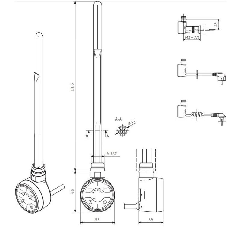 Elektriskais sildīšanas elements TERMA MOA, 300 W, melns