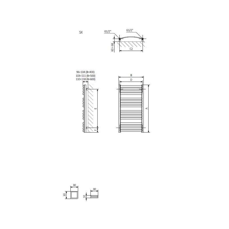 Elektriskais dvieļu žāvētājs Terma D01 kairinis 50x71cm