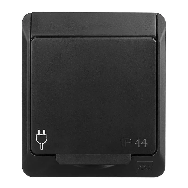 Kontaktligzda Elektro-Plast Hermes 0324-09, Iezemēta rozete, IP44, melna