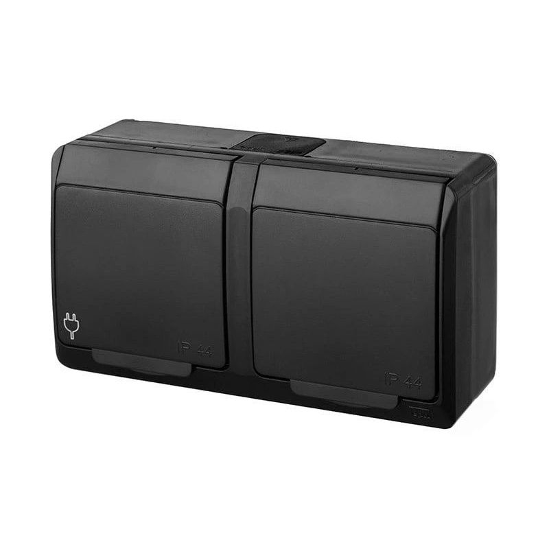 Dubultā kontaktligzda Elektroplast Hermes. Iezemēta rozete