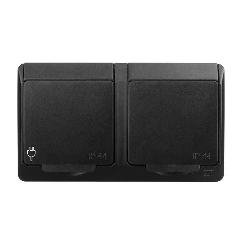 Dubultā kontaktligzda Elektroplast Hermes. Iezemēta rozete