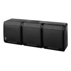 Rozete elektro hermes 3vt juod 0326-09