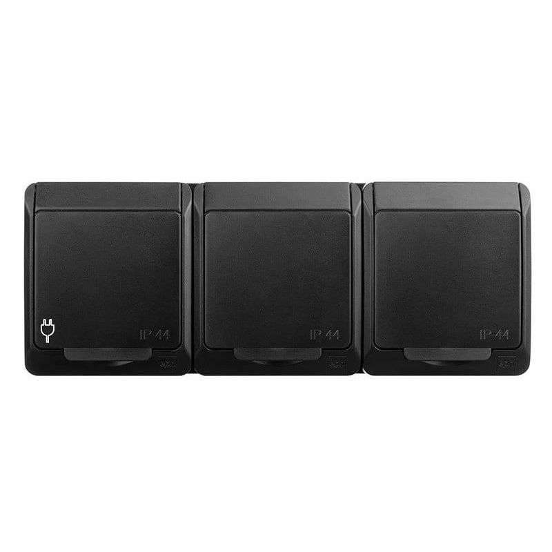 Rozete elektro hermes 3vt juod 0326-09