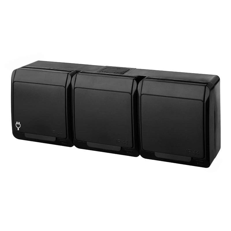 Rozete elektro hermes 3vt juod 0326-09