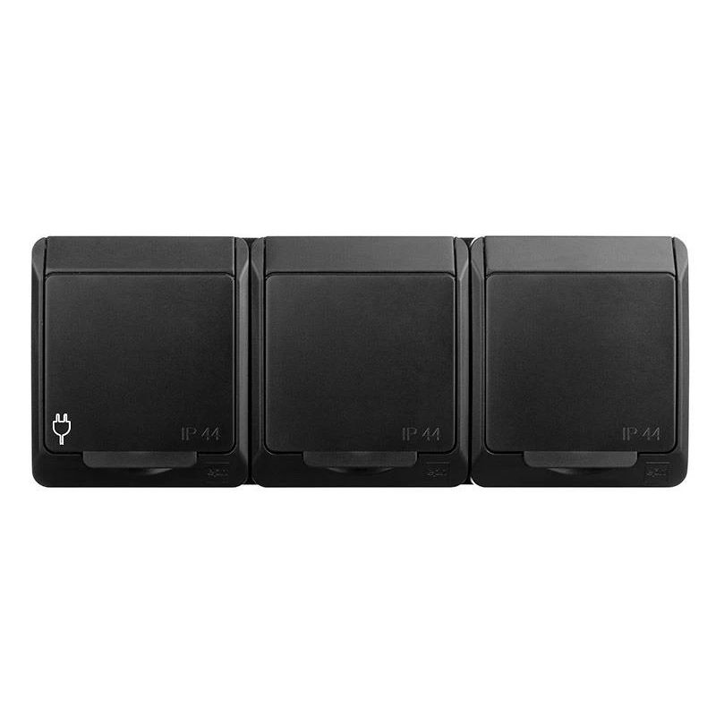 Rozete elektro hermes 3vt juod 0326-09