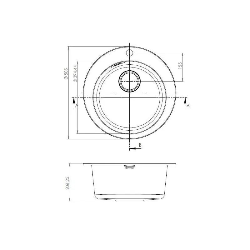 Virtuves izlietne Alveus Victoria 3321091, granīts, 50.5 cm x 50.5 cm x 20.6 cm, melna krās.-pelēka krās.