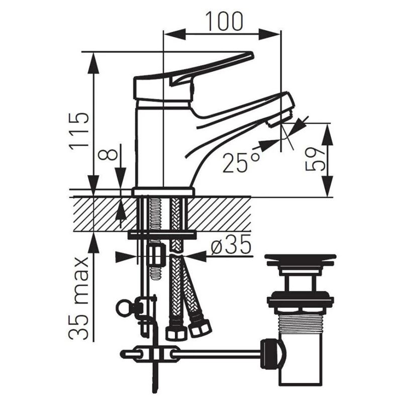 Izlietņu jaucējkrāns Ferro Deco. hroma