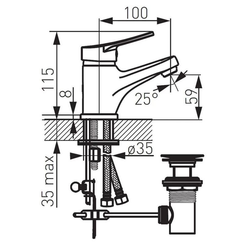 Izlietņu jaucējkrāns Ferro Deco. hroma
