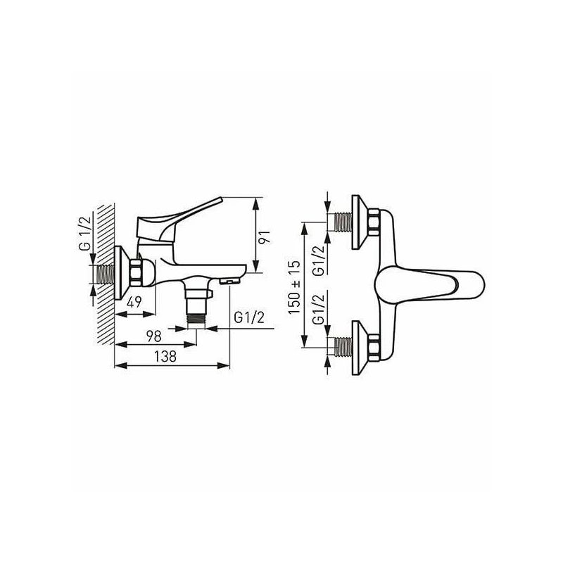 Vannas maisītājs ar īsu kātu bez dušas komplekta PETITE