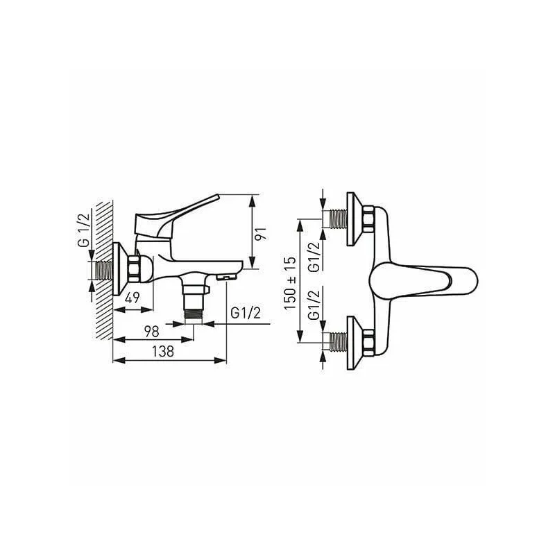 Vannas jaucējkrāns Ferro Petite BPT1, hroma krās.