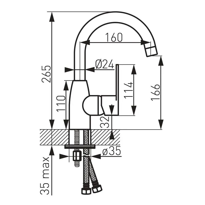 Izlietņu jaucējkrāns Ferro Cordoba BCD2A, hroma krās.