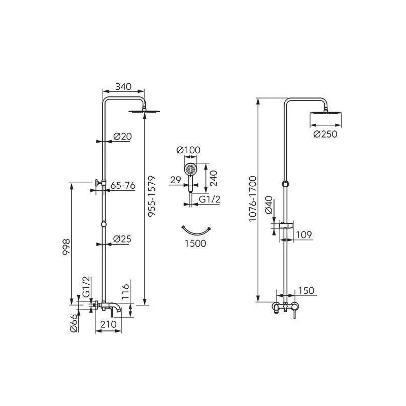Комплект для душа Ferro Fiesta NP79-BFI13U, хромовый цв.