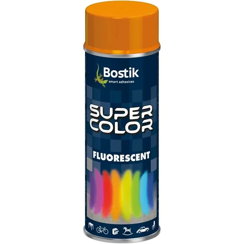 Krāsu aerosoli Bostik Super Color Fluorescent, preču zīmes, oranža krās., 0.4 l