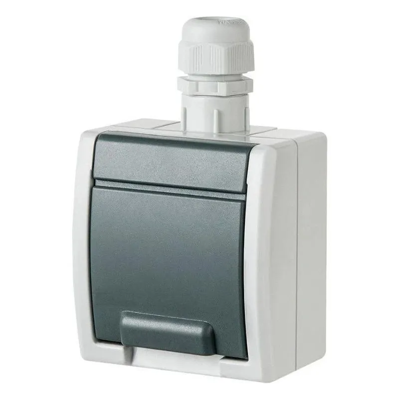 Kontaktligzda Elektro-Plast Aquant 1244-65, Iezemēta rozete, IP65, pelēka