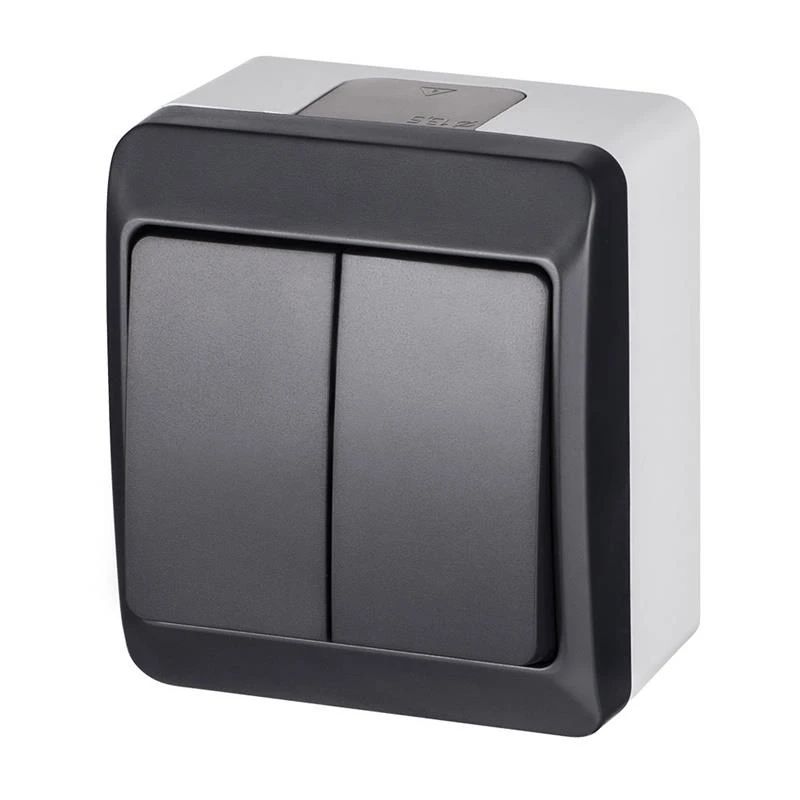 Slēdzis 0332-07 2taust. ip44 antracite