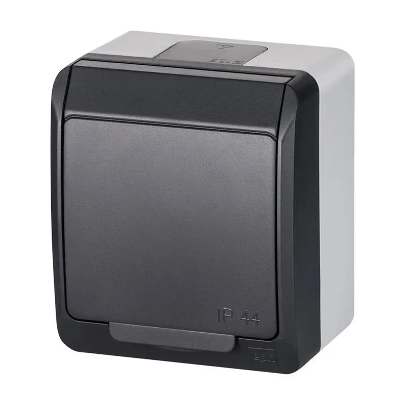 Kontaktligzda Elektro-Plast Hermes 0324-07, Iezemēta rozete, IP44, antracīta-balta