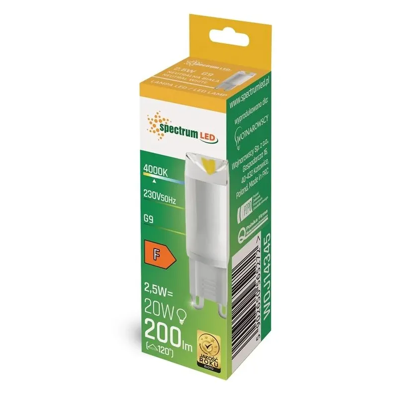 Lemputė Spectrum LED, 4000 °K, G9, 2.5 W, 200 lm