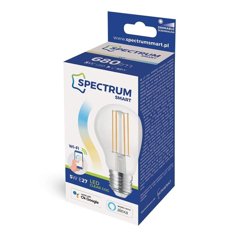 Viedā led spuldze. smart wifi. a60. 5w. e27. cct+dim. cl