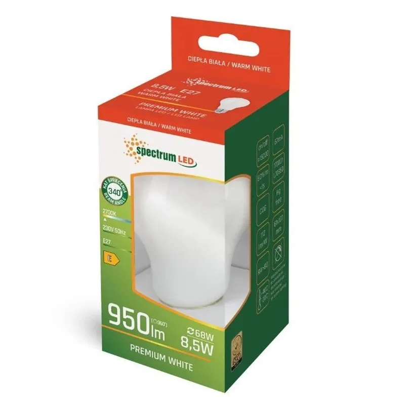 Spuldze LED E27 A60 8.5W 2700K 950lm FR