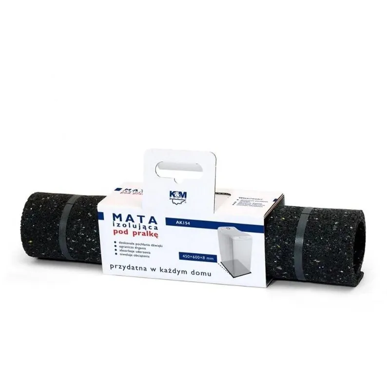 Izolācijas paklājs zem veļas mašīnas K&M AK 154, melna krās., 60 cm x 45 cm x 0.8 cm