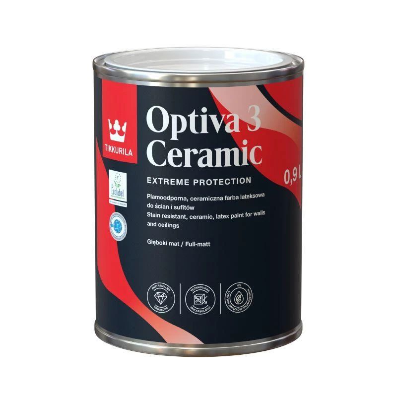 Akrila krāsa Tikkurila Optiva 3 Ceramic. balta. 0.9 l