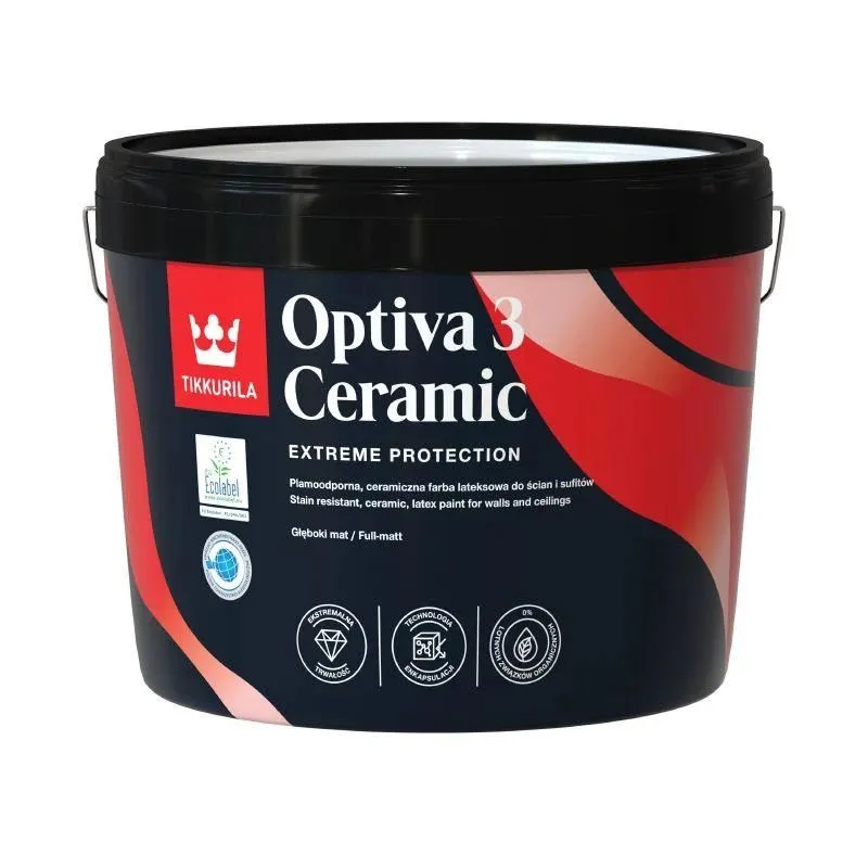 Krāsas pamatne Tikkurila 3 Ceramic, emulsija, pilnīgi matēta, 2.7 l