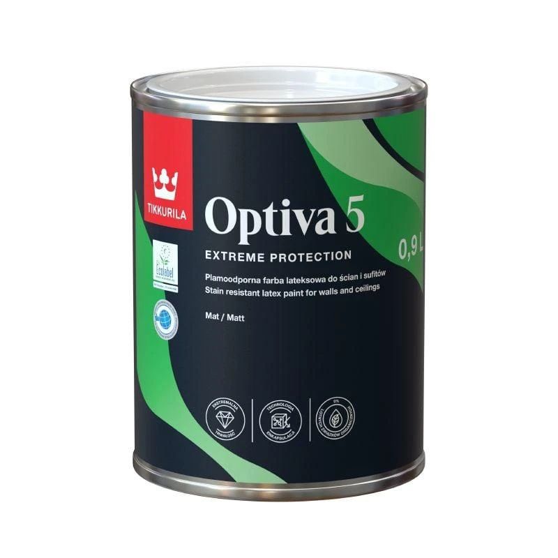 Akrila krāsa Tikkurila Optiva 5. balta. 0.9 l