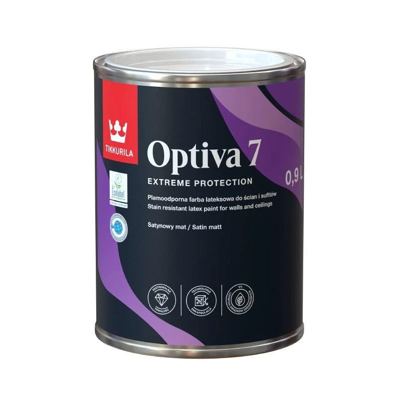 Akrila krāsa Tikkurila Optiva 7. balta. 0.9 l