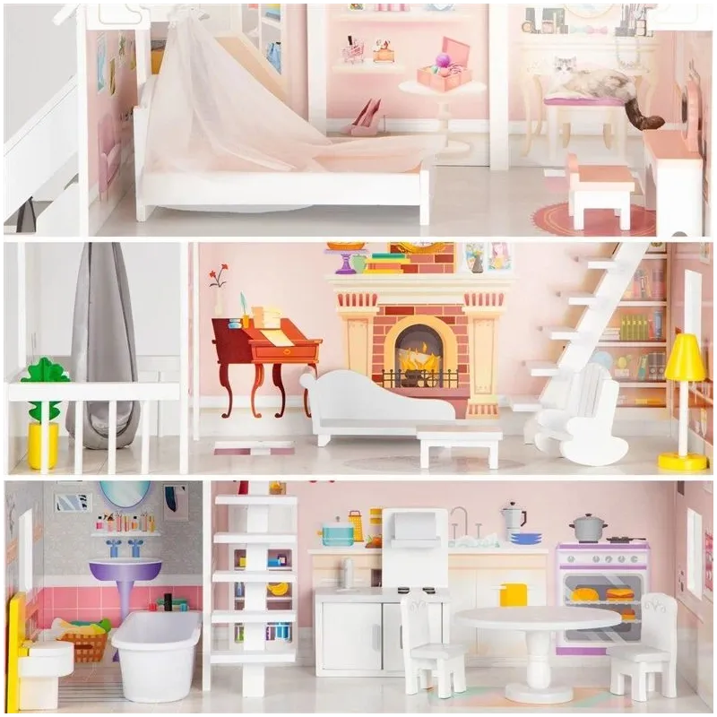 Leļļu māja EcoToys XXL Residence White, daudzkrāsaina