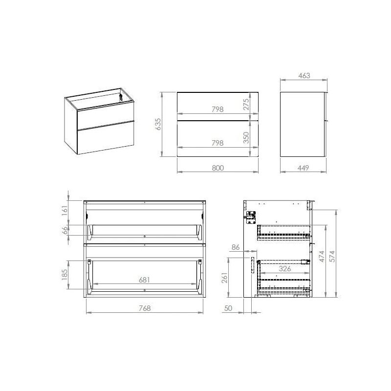 Skapītis elita look black 80