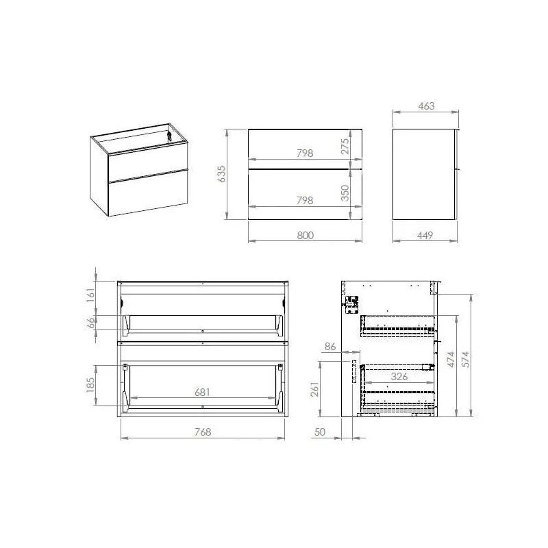 Vannas istabas skapis Elita, melna, 46.3 cm x 80 cm x 63.5 cm