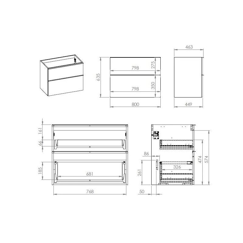 Skapītis elita look black 80