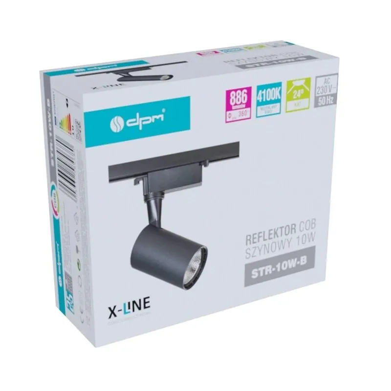 Lampa sliežu sistēmai DPM X-Line STR-10W-B, LED, 4100 °K, 1 x 10 W