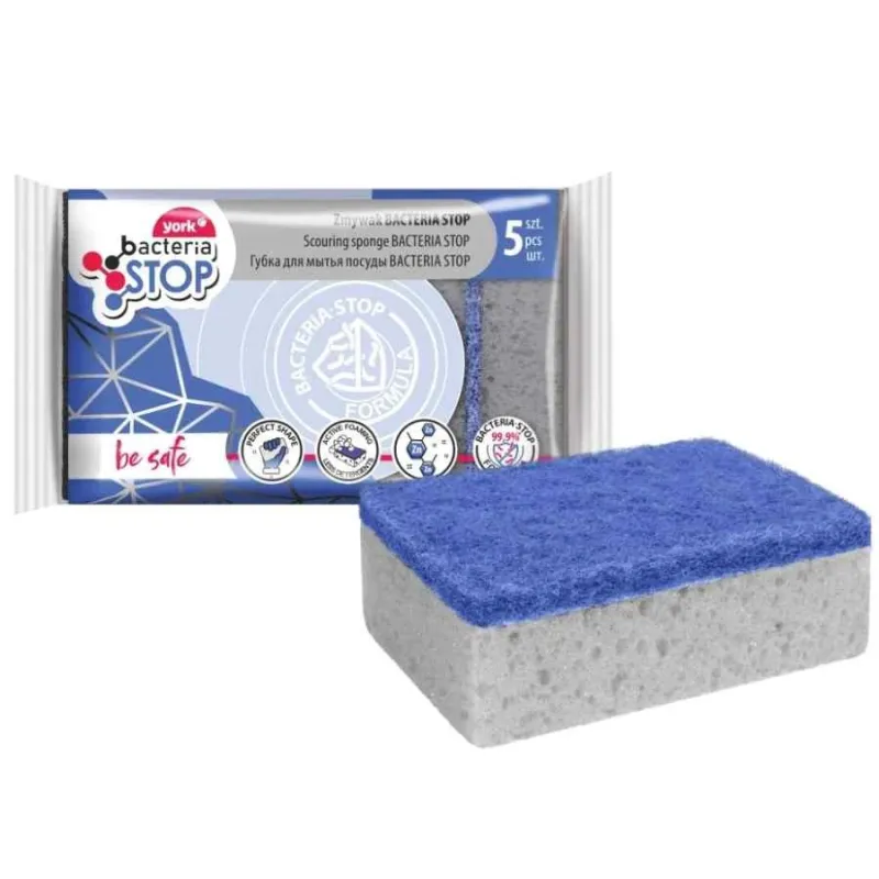 Губка для чистки Bacteria Stop, синий цв.-серый цв., 5 шт.