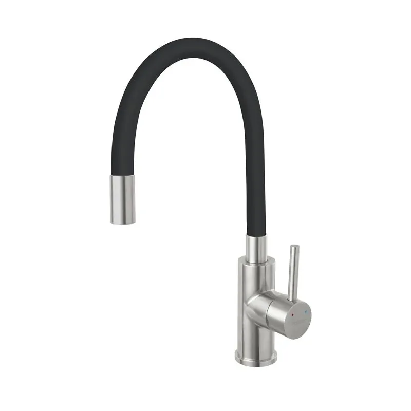Кухонный смеситель Ferro Zorba Inox BZR4BSS, черный цв.-нержавеющей стали цв.