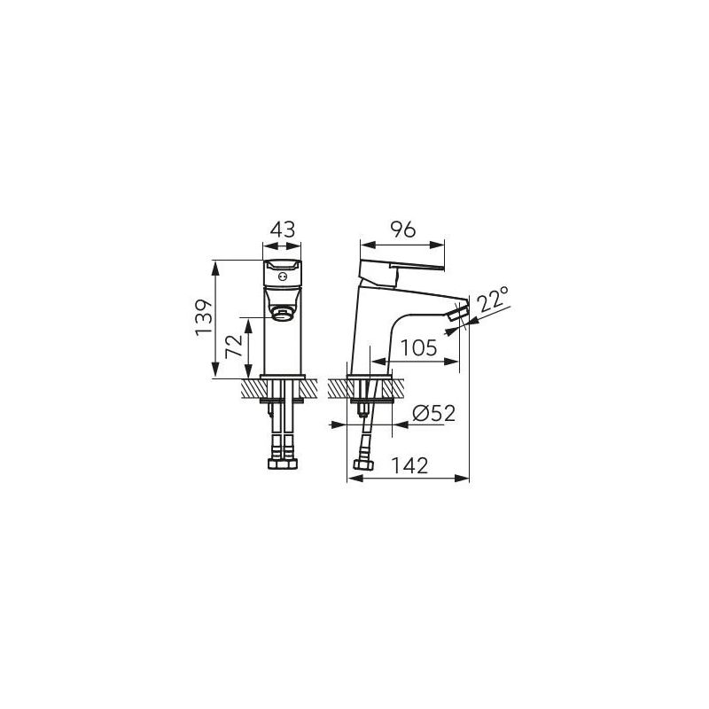 Izlietņu jaucējkrāns Ferro BNT2. hroma