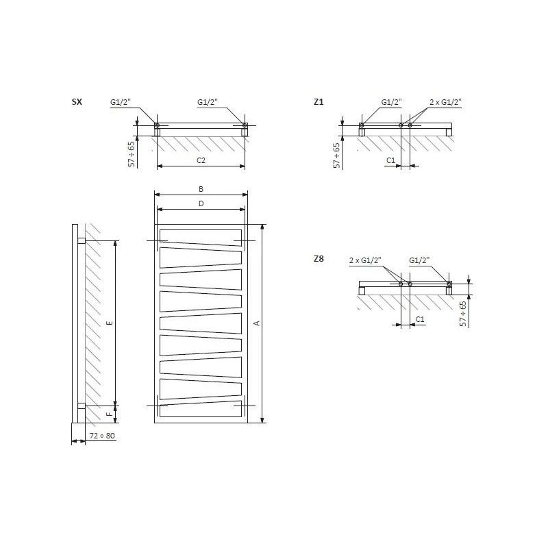 Elektriskais dvieļu žāvētājs Terma ZigZag. melna. 500x1070mm