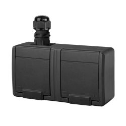 Divvietīgs kontaktligzdas ELEKTRO-PLAST AQUANT. IP65