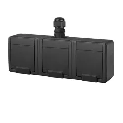 Тройная розетка Elektro-Plast Aquant 5046-67, c заземлением, IP65, антрацитовый