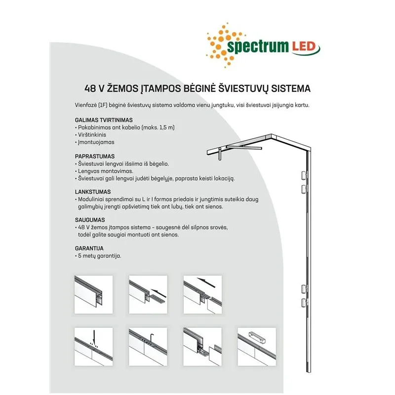 Virszemes sliede Spectrum WLD+40017, LED, 200 cm x 2.7 cm x 5.2 cm