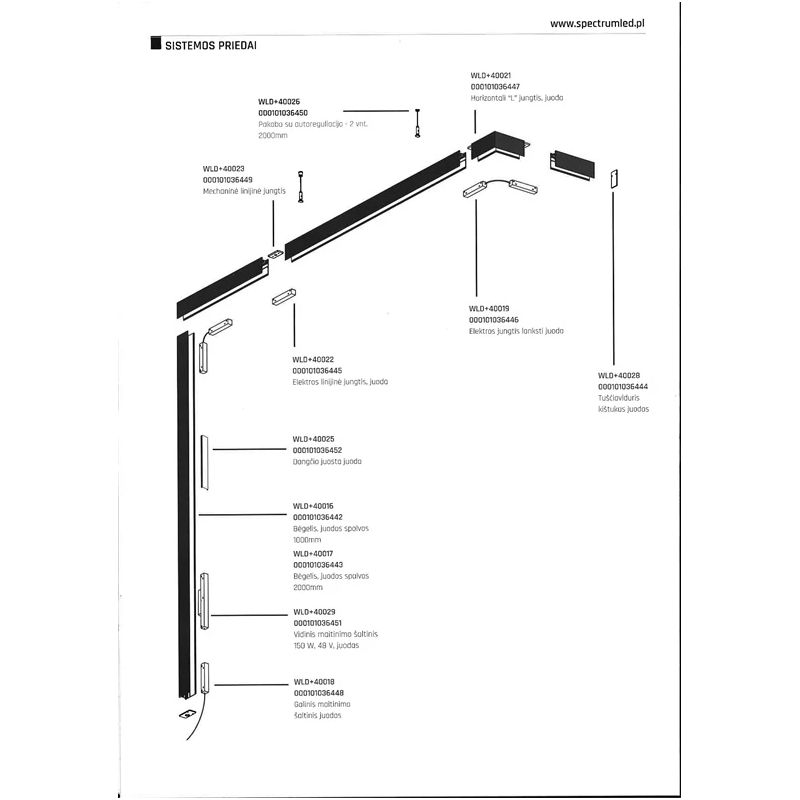 Aksesuārs Spectrum SYSTEM SHIFT 48V WLD+40026. 2000 mm