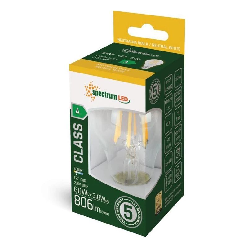 Lampa led e27 a60 3.8w 806lm 4000k fl ult