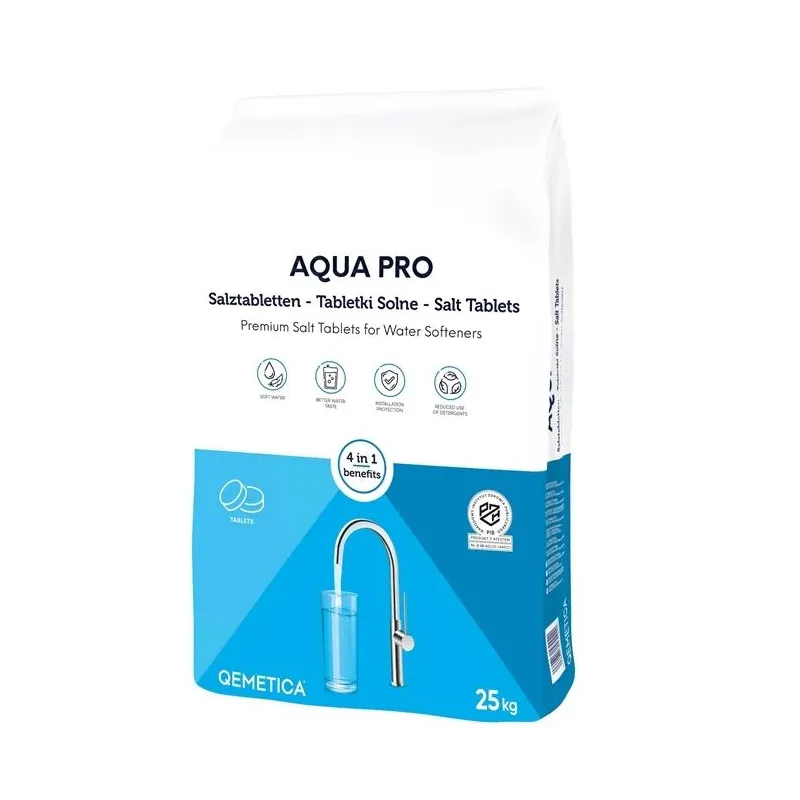 Ūdens mīkstināšanas sāls, tabletes Qemetica Aqua Pro, 25 kg