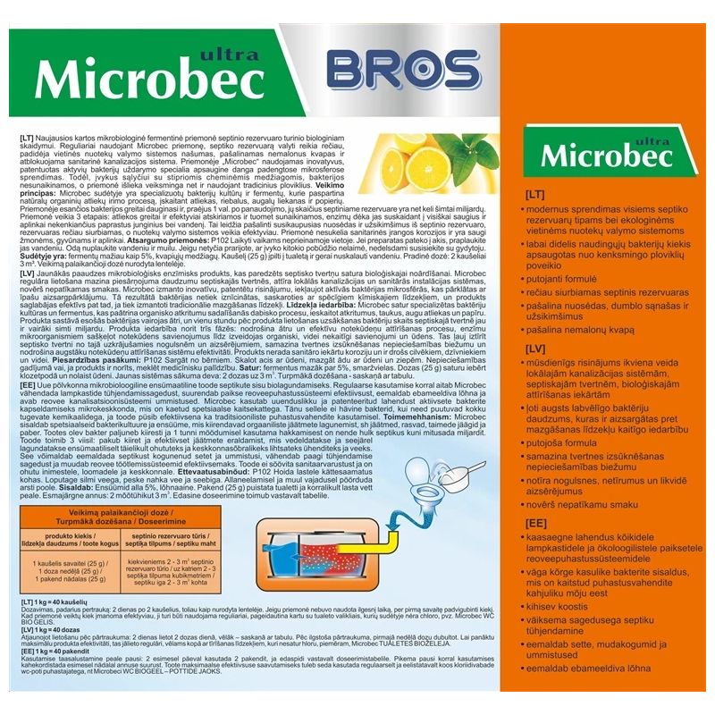 Līdzeklis notekūdeņu akām Bros Microbec, 1 kg