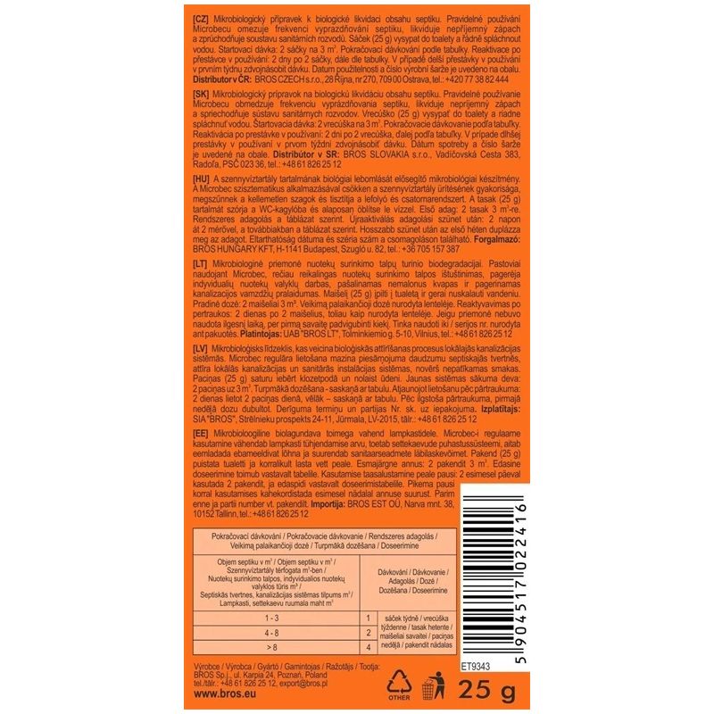 Kanalizācijas tīrīšanas līdzeklis Microbec. 25g