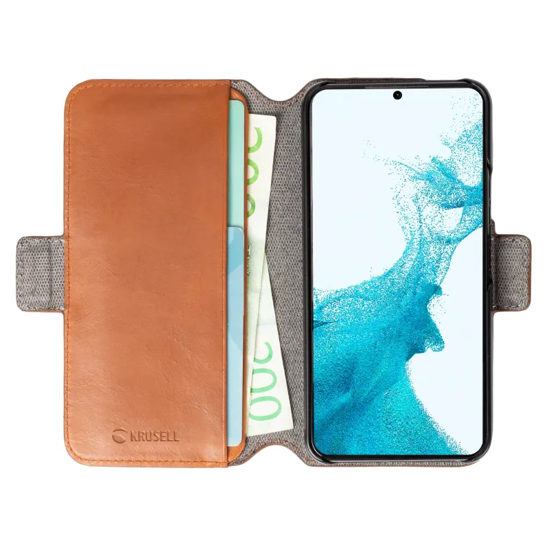 Krusell Leather PhoneWallet Samsung Galaxy S22+ cognac ,62468,