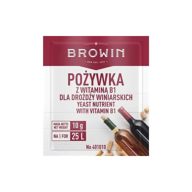 Fermentācijas piedeva, vīna rauga barojoša vide Biowin PO-B-401010, brūna krās.